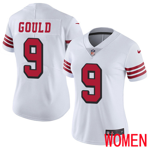 San Francisco 49ers Limited White Women Robbie Gould NFL Jersey 9 Rush Vapor Untouchable